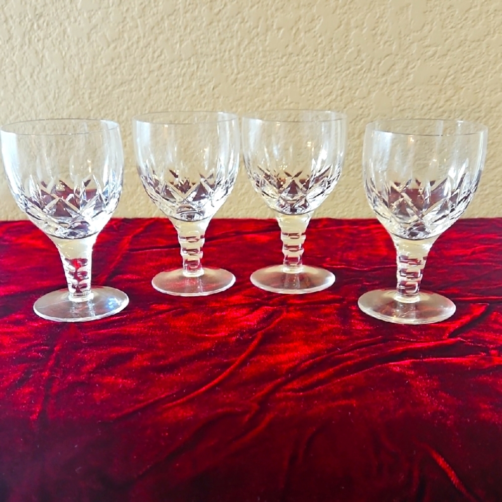 Vintage Crystal Port Glasses - Stuart Crystal, England - "Carlingford" Pattern